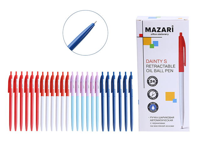 Ручка шариковая автоматическая Mazari "Danty S" 0,7 мм, корпус цветной пластиковый, ассорти, синяя
