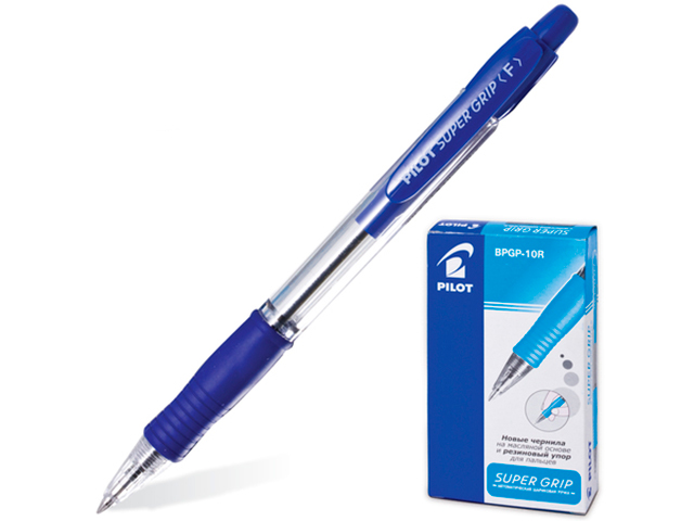 Ручка шариковая автоматическая масляная PILOT "Super Grip" 0,7 мм, синяя