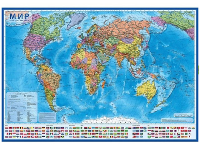 Карта "Мир политический" 1:21,5М, 157х107 см, настенная, без ламинации