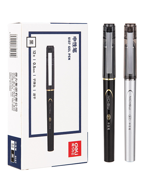 Ручка гелевая "Deli" корп.ассорти, 0,5 мм, черная