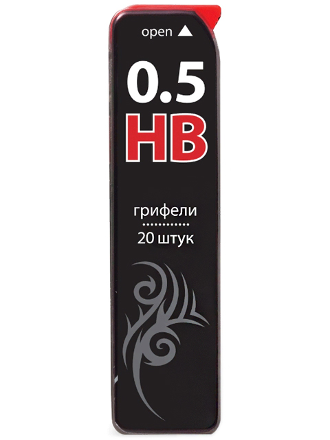 Грифель запасной BRAUBERG "Black Jack", Hi-Polymer, НВ, 0,5 мм, 20 штук, 180447
