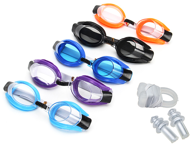 Очки для плавания "SILAPRO" детские ПВХ, + заглушки для ушей и прищепка для носа
