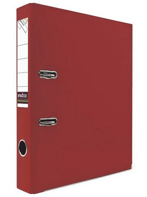Регистратор А4 "Index" 50 мм полипропиленовый, с металлической окантовкой, красный 
