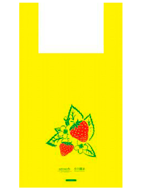 Пакет "майка" 30+15х55 Артпласт "Клубника на желтом" (100 шт в упаковке)
