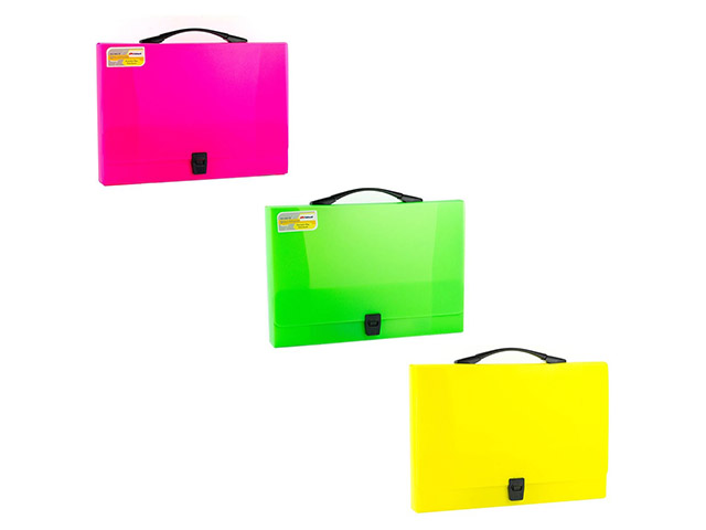 Папка-портфель пластиковая А4 Sahand "Neon" на застежке, 800мкм, ассорти