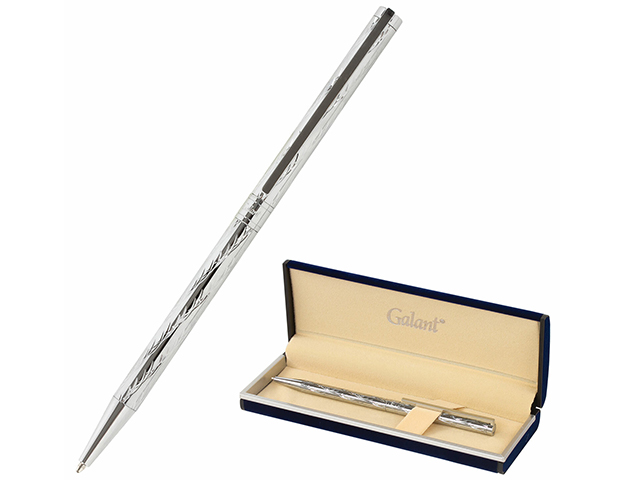 Ручка шариковая Galant "ASTRON SILVER" поворотный механизм, в подарочной упаковке