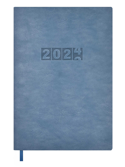 Ежедневник датированный А5 176 листов Феникс+ "Escalada 2024. Тиволи глосс" серо-голубой, искусственная кожа 