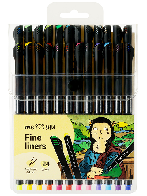 Набор капиллярных ручек MESHU 24цв., 0,4мм, европодвес