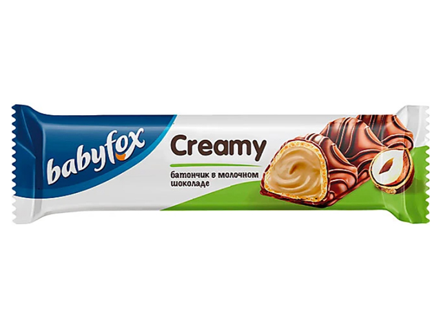 Батончик "Baby Fox Creamy White" вафельный молочно-ореховый 23г