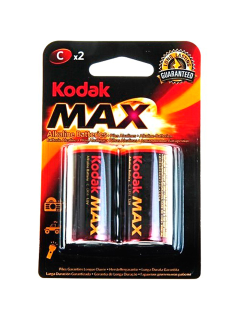 Батарейка щелочная (средняя) Kodak MAX LR14-2BL (КС-2) 2 шт блистер, кор. (10 уп)