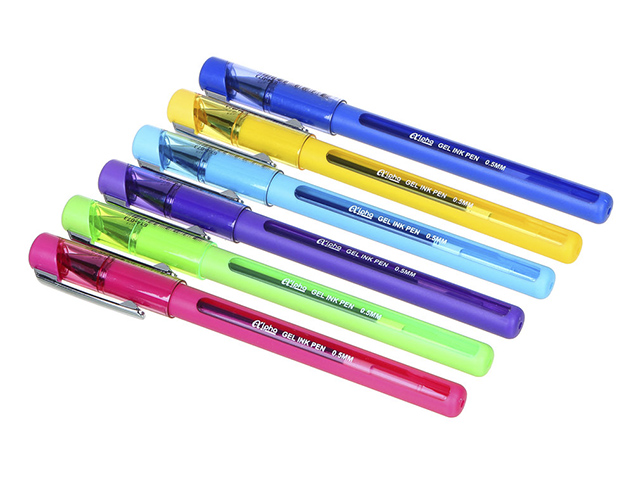 Ручка гелевая "Альфа" 0,5 мм, корпус цветной с резиновым держателем, синяя