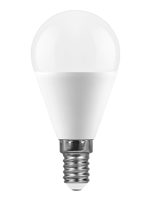 Лампа светодиодная "Feron" E14 9Вт 4000К, матовый шар, белый