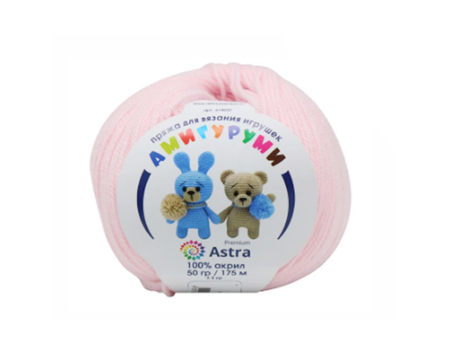 Пряжа Astra "Premium. Амигуруми" розовый песок 50гр. 175м. (100% акрил)