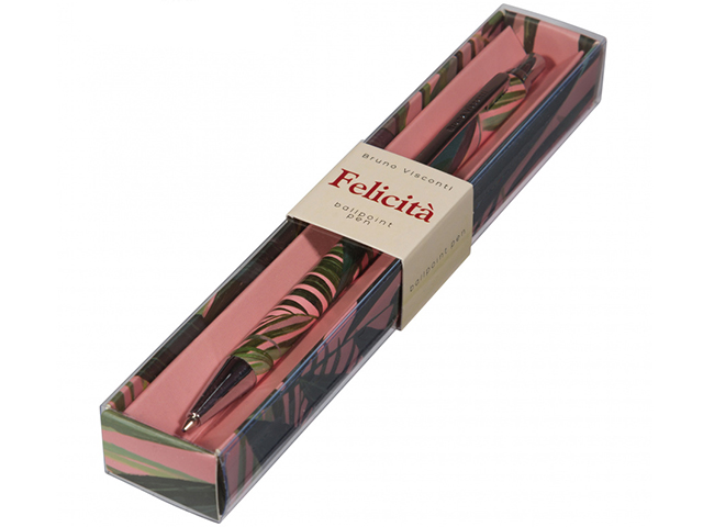 Ручка шариковая "Felicita. Пальмовые листья" 0,7мм, синяя, металл, в подарочной упаковке
