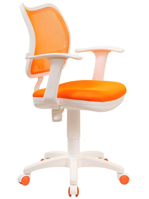 Кресло Бюрократ, CH-W797/OR/TW-96-1 обивка мягкая оранжевая, спинка-сетка, пластик белый