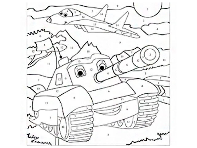Набор для детского творчества "Холст с красками. Самолет и танк" 15х15 см