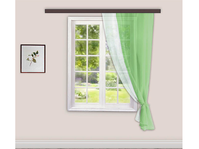 Комплект штор для кухни "Лаура" 140х160см, 100% п/э, цвет зеленый