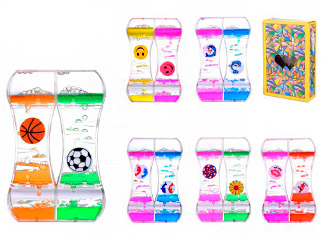 Игрушка-антистресс Mazari "Водяные часы" 8,8х13,7х2,9 см, капли 2-х цветов, в картонной упаковке