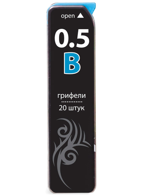 Грифель запасной BRAUBERG "Black Jack", Hi-Polymer, В, 0,5 мм, 20 штук, 180449