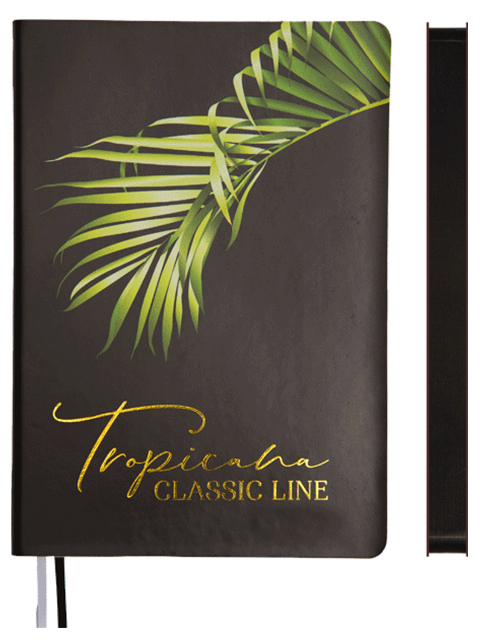 Ежедневник недатированный А5 160 листов deVENTE "Tropicana" черный с рисунком, искусственная кожа 