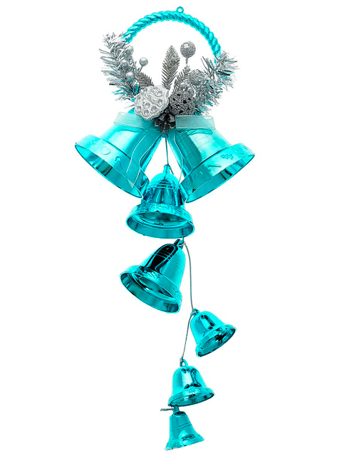 Елочное украшение Подвеска Колокольчики голубые, 25см., пластик, ткань