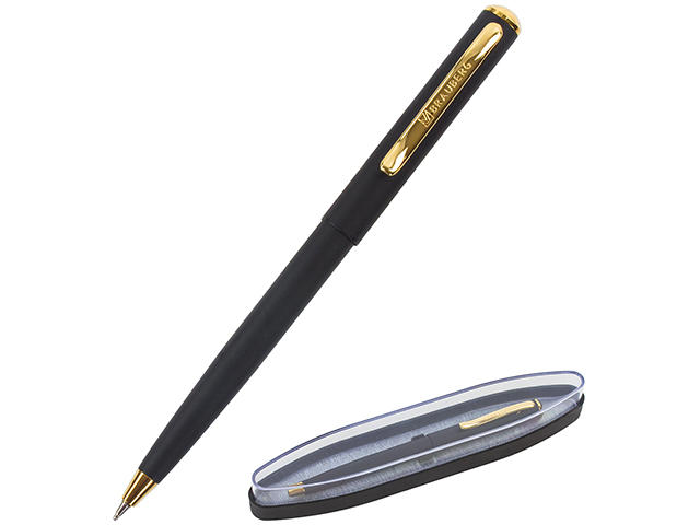 Ручка бизнес-класса шариковая BRAUBERG "Maestro", корпус черный с золотым, 0,5мм, синяя