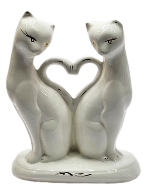 Копилка - кошка "Багирки сердце малые" глазурь-стразы белые