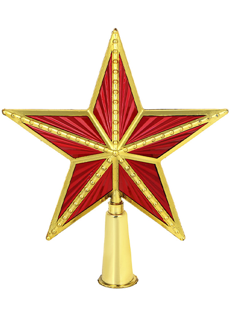 Верхушка СНОУ БУМ "Звезда на елку" ретро, 17,5х15 см, пластик, красно-золотая