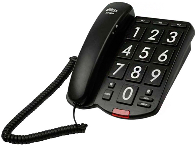 Телефон Ritmix RT-520 проводной, черный
