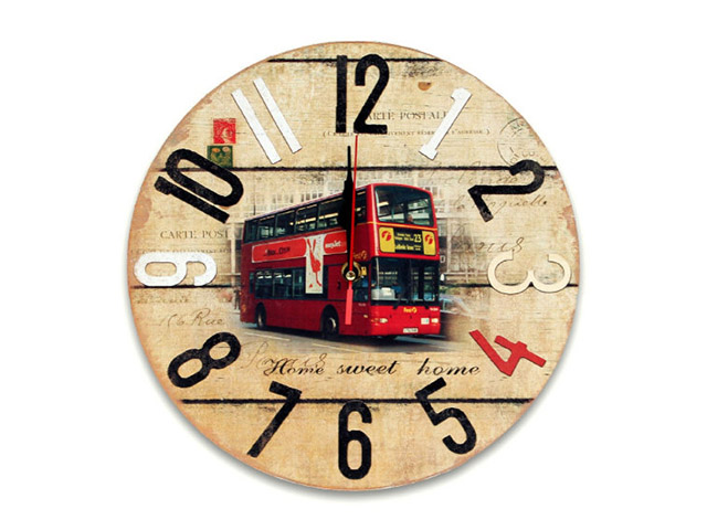 Часы настенные интерьерные "Красный автобус" ЧН-4859, 30 см