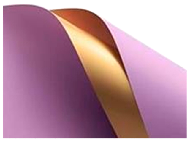 Пленка упаковочная флористическая с золотом, 58см х 10м (70 мкр), фиолетовая