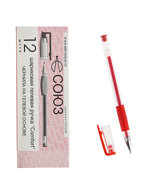 Ручка гелевая "СОЮЗ/ Comfort" 0.7мм, корпус прозрачный, красная (без штрих-кода)