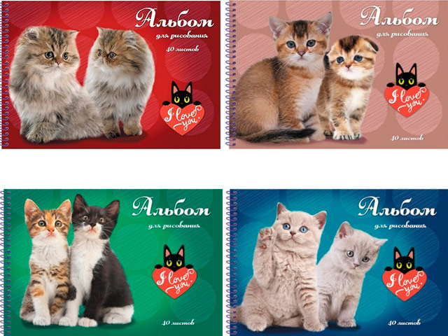 Альбом для рисования А4 24 листа Проф-Пресс "Очаровательные котята" на спирали