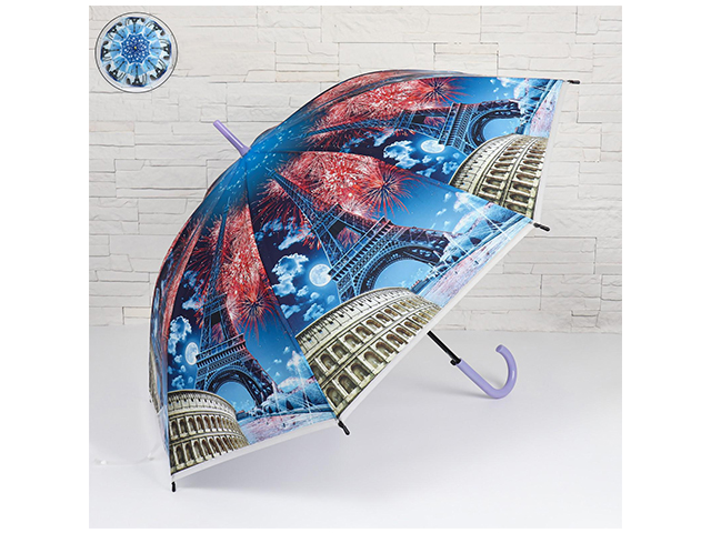 Зонт-трость женский полуавтомат "Travel",  ПВХ, 8 спиц, R51, цвет микс