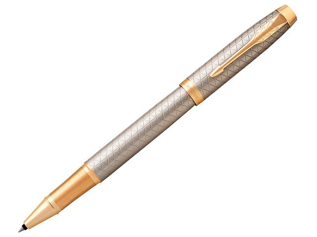 Ручка-роллер PARKER "IM Premium Warm Silver GT" черная, 0,8мм, в подар. упак.