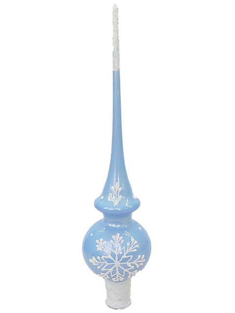 Верхушка "Снежинка бисерная" голубой стекло, в подарочной упаковке