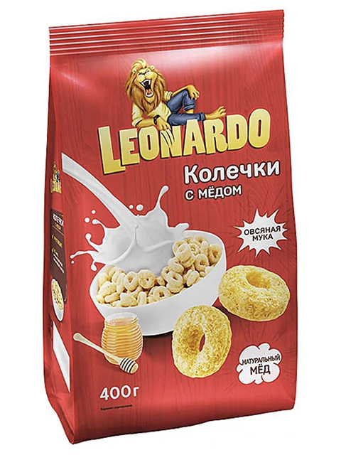 Завтрак готовый Leonardo 400г колечки с медом