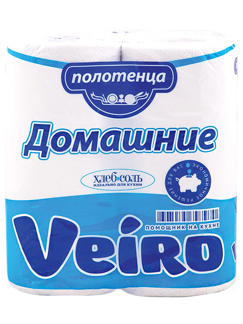 Полотенца бумажные Veiro "Домашние" 2-х слойные, 12,5м/1 рул., (2 шт) 