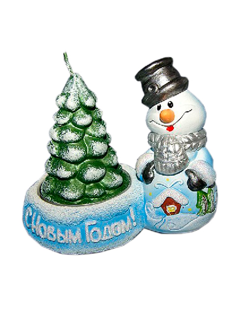Подсвечник "Снеговик с елкой" свеча-ёлка