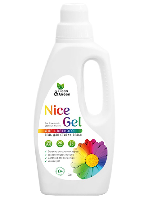 Clean&Green СМС Гель для стирки 1000г "Nice Gel" для цветного