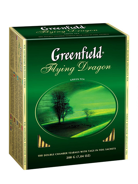 Чай Greenfield зеленый в пакетиках с ярлыками 2 гр100 штук Flying Dragon