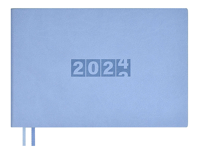 Еженедельник датированный А6+ 64 листа Феникс+ "Escalada 2024. Буйвол" голубой, искусственная кожа
