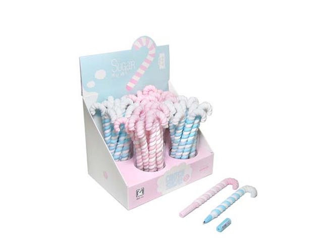 Ручка гелевая фигурная Intelligent "Конфета-трость" мягкий корпус, ассорти