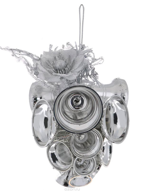 Елочное украшение Подвеска Колокольчики серебряные 2, 16 см, пластик, ткань