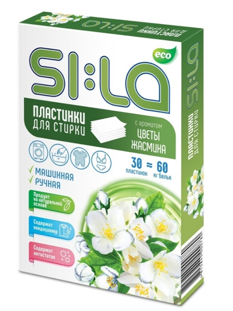 Пластинки для стирки "SI:LA ECO", цветы жасмина, 30шт
