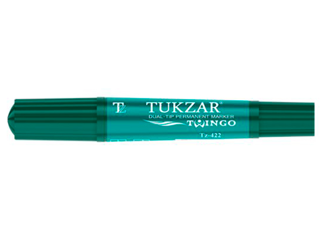 Маркер перманентный TUKZAR 2-6 мм, двухсторонний, пулевидный/скошенный наконечник, зеленый