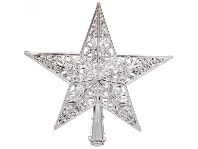 Елочная игрушка Звезда для ёлки "Зимний узор" 20 см, серебро, пластик