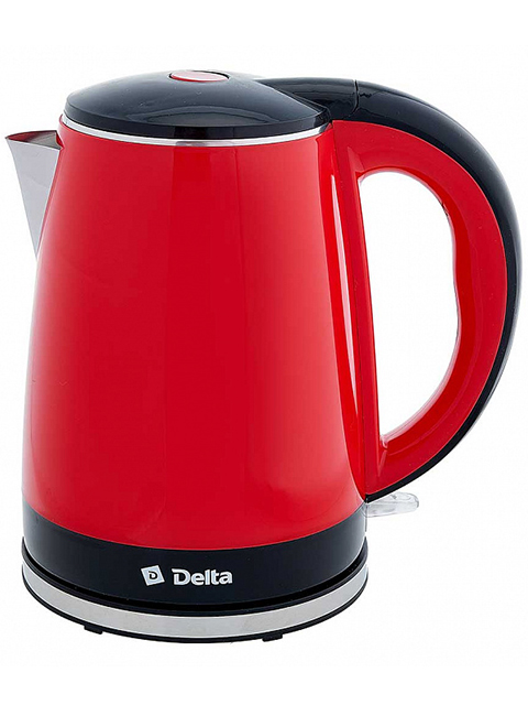 Чайник электрический Delta DL-1370, 1,8 л, 2200 Вт красный с черным