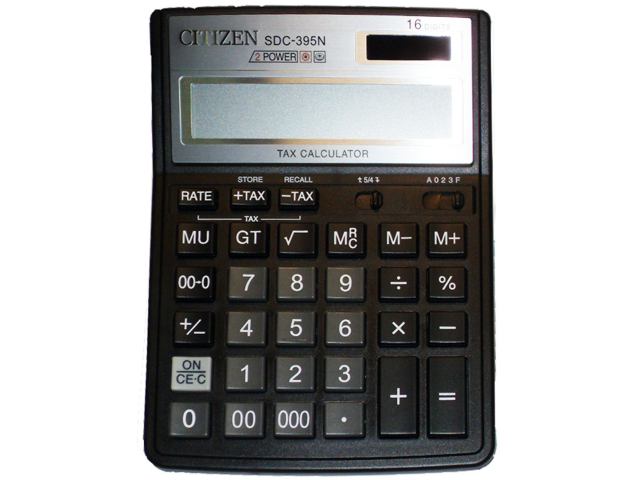 Калькулятор настольный CITIZEN SDC-395N/395II 16 разр.дв. пит.
