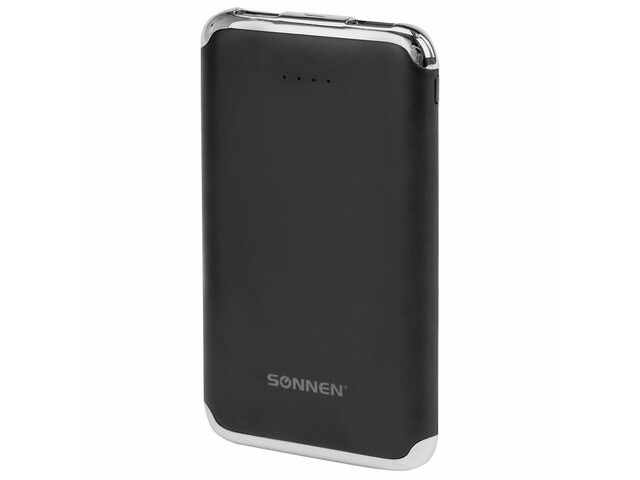 Аккумулятор внешний SONNEN POWERBANK K611 6000 mAh, 2 USB, литий-полимерный, чёрный